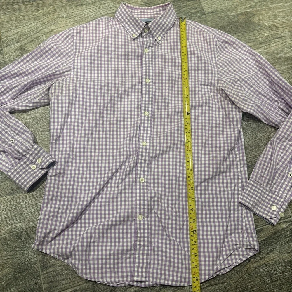 Banana Republic Purple White Check Button Up Shirt Sz M Cotton Preppy Classic